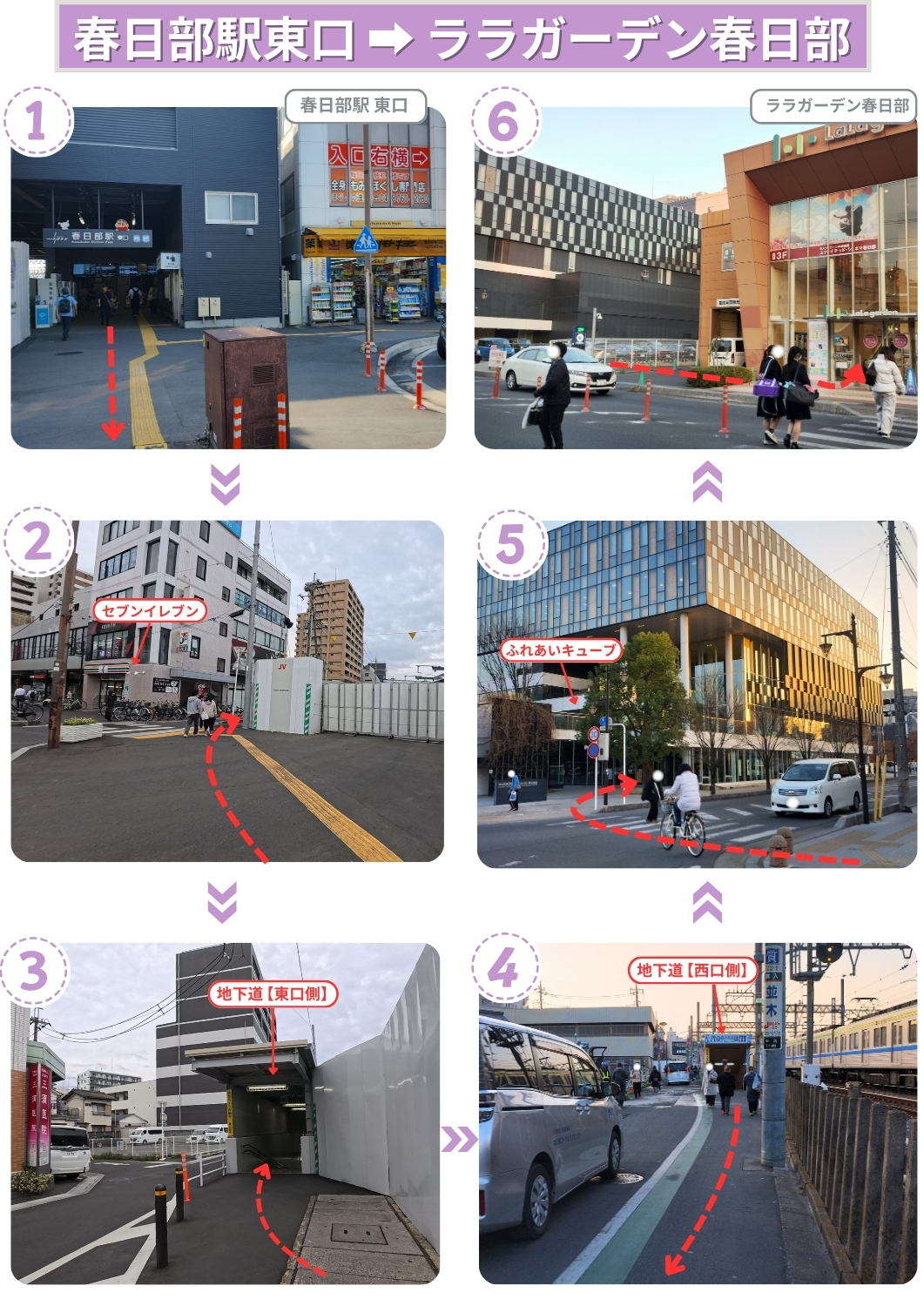 春日部駅東口からララガーデン春日部への行き方