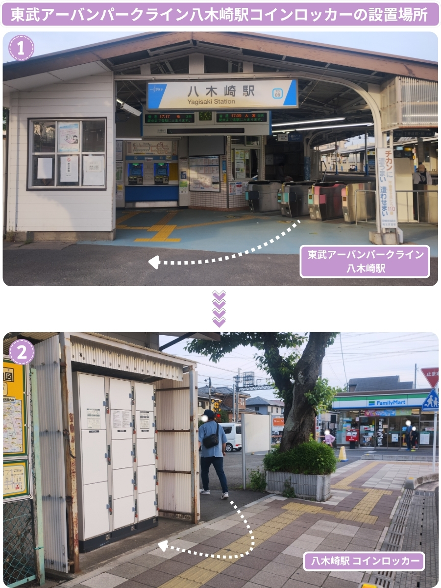 東武アーバンパークライン八木崎駅改札口からコインロッカーへのアクセス方法